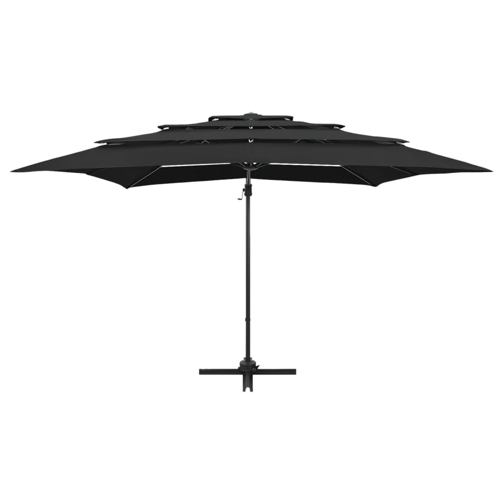 Vidaxl parasol 4 couches avec poteau en aluminium 250x250 cm noir