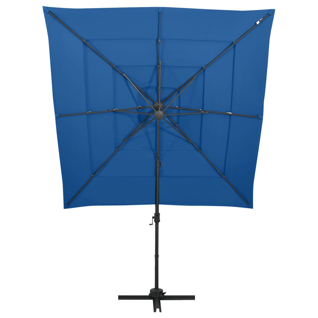 Vidaxl parasol 4 couches avec poteau en aluminium 250x250 cm bleu azure
