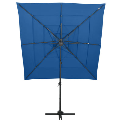 Vidaxl parasol 4 couches avec poteau en aluminium 250x250 cm bleu azure