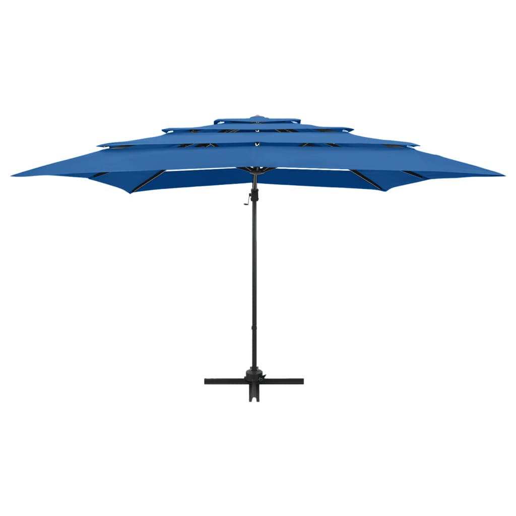 Vidaxl parasol 4 couches avec poteau en aluminium 250x250 cm bleu azure