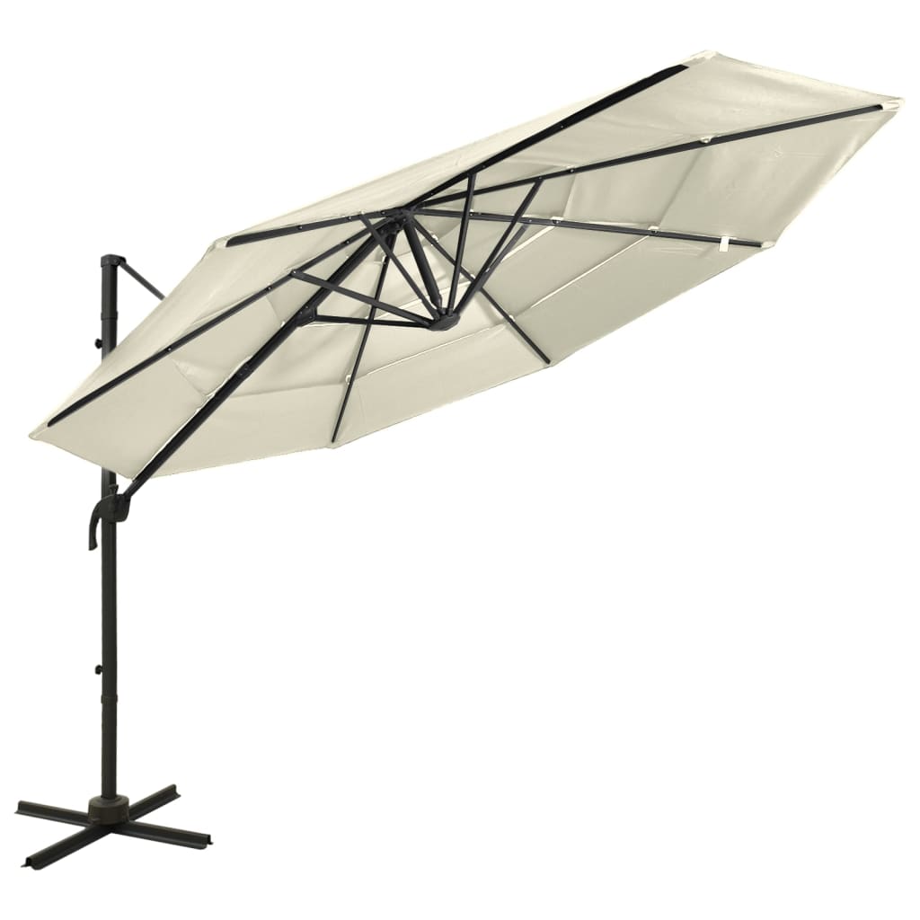 Vidaxl parasol 4 couches avec poteau en aluminium 3x3 m de sable