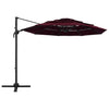 Vidaxl parasol 4 couches avec poteau en aluminium 3x3 m bordeaux rouge