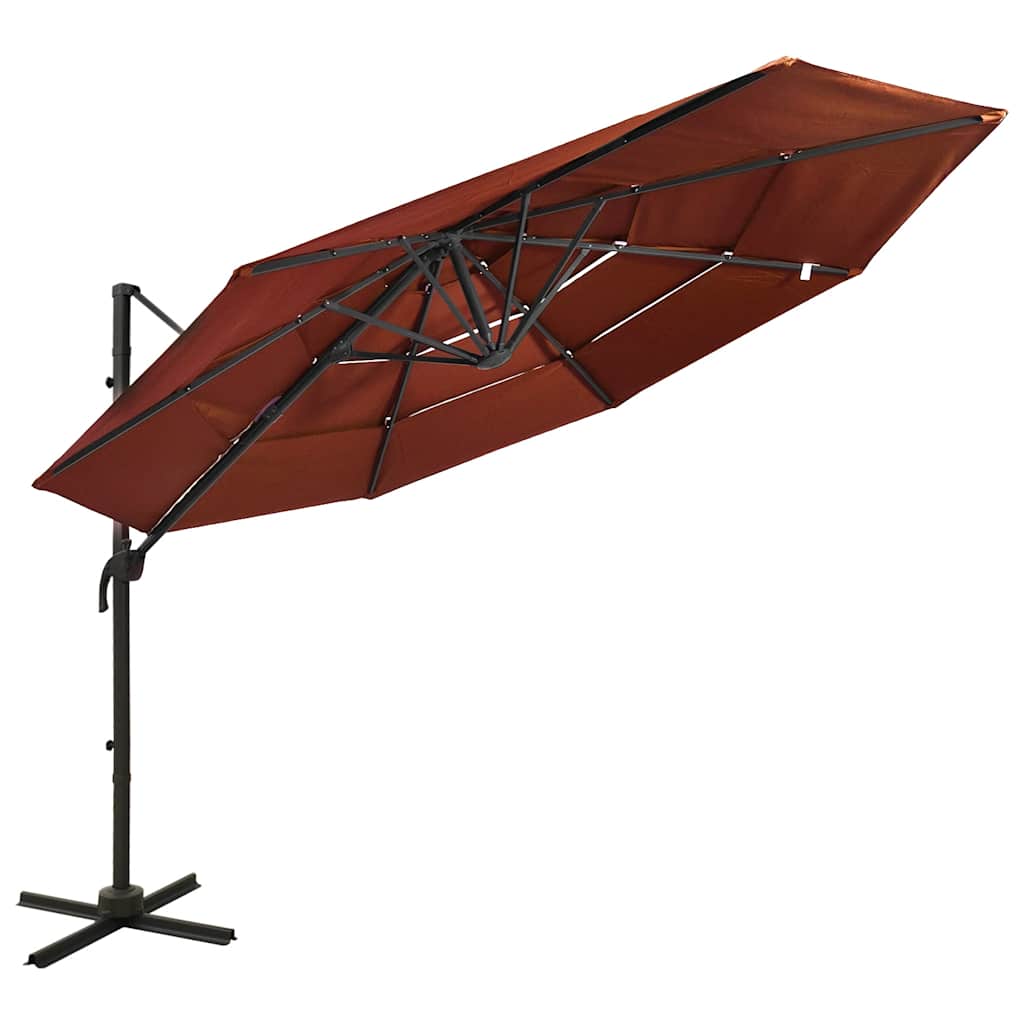 Vidaxl parasol 4 couches avec poteau en aluminium 3x3 m terrestre brillant