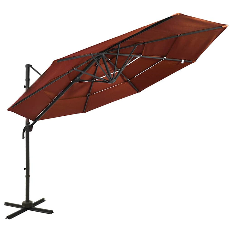 Vidaxl parasol 4 couches avec poteau en aluminium 3x3 m terrestre brillant