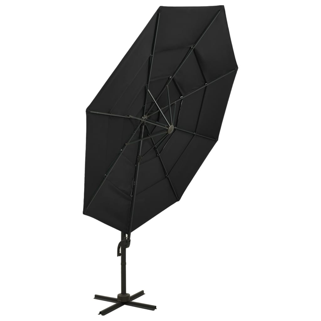 Vidaxl parasol 4 couches avec poteau en aluminium 3x3 m noir