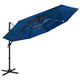 Vidaxl parasol 4 couches avec poteau en aluminium 3x3 m azure bleu