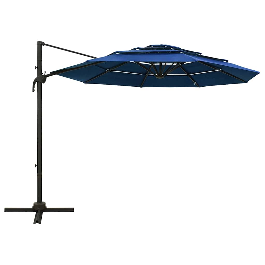Vidaxl parasol 4 couches avec poteau en aluminium 3x3 m azure bleu