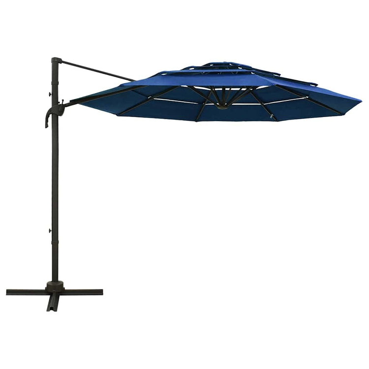 Vidaxl parasol 4 couches avec poteau en aluminium 3x3 m azure bleu