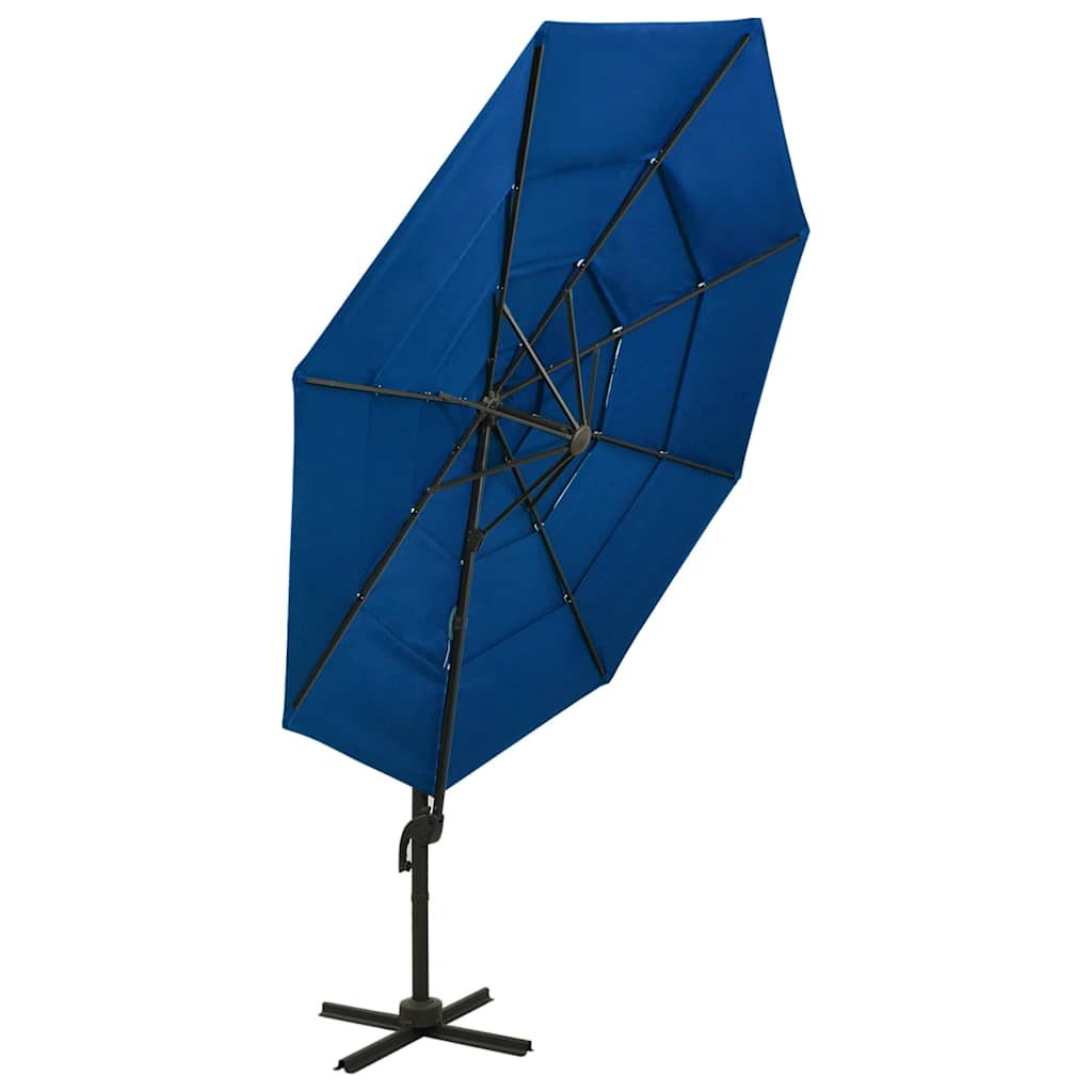Vidaxl parasol 4 couches avec poteau en aluminium 3x3 m azure bleu