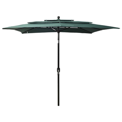 Vidaxl parasol 3 couches avec poteau en aluminium 2,5x2,5 m vert