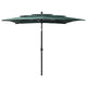 Vidaxl parasol 3 couches avec poteau en aluminium 2,5x2,5 m vert