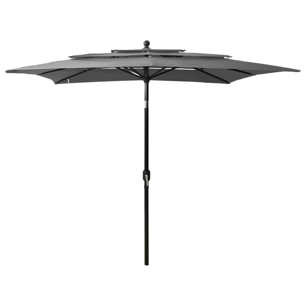 Vidaxl parasol 3 couches avec poteau en aluminium 2,5x2,5 m de couleur anthracite