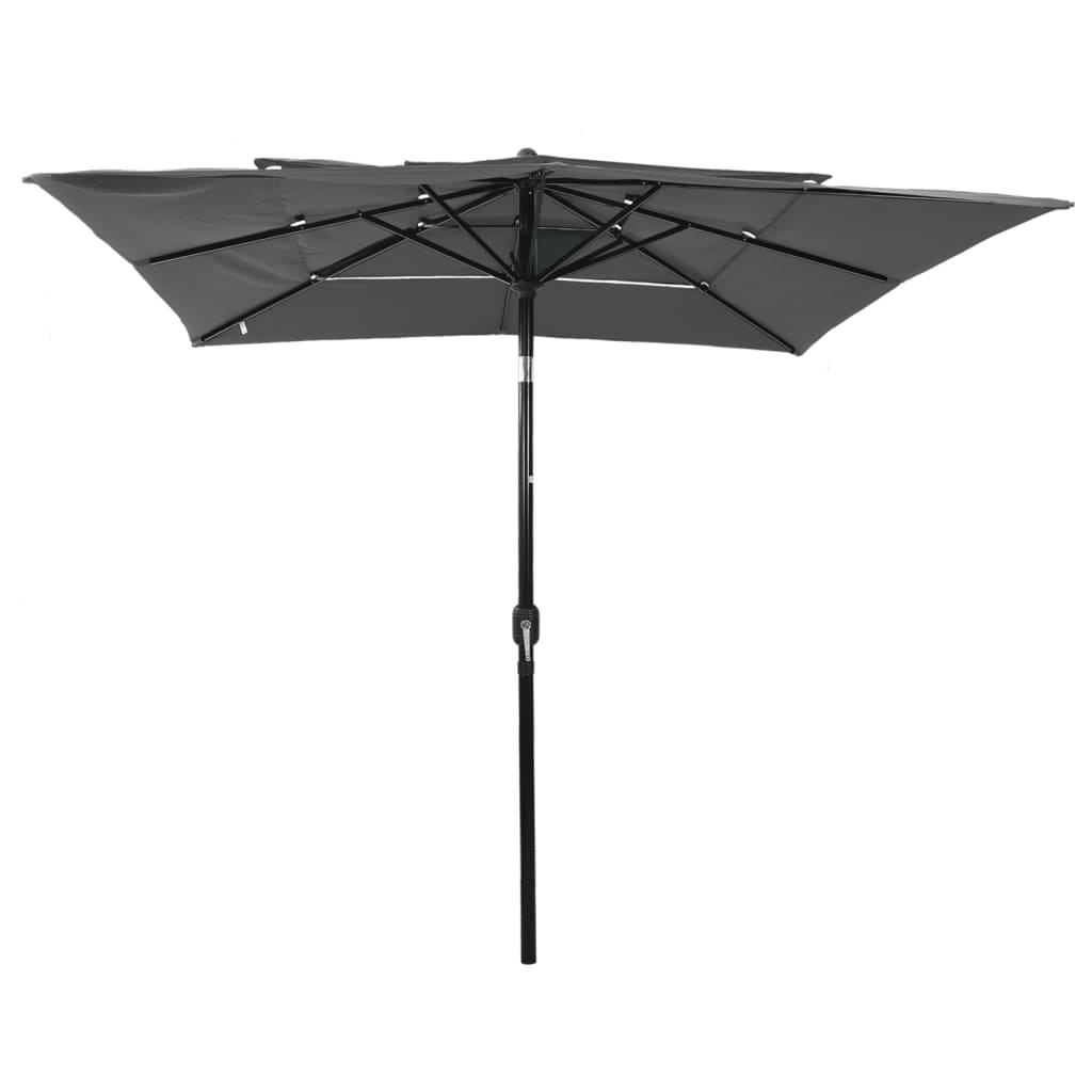 Vidaxl parasol 3 couches avec poteau en aluminium 2,5x2,5 m de couleur anthracite
