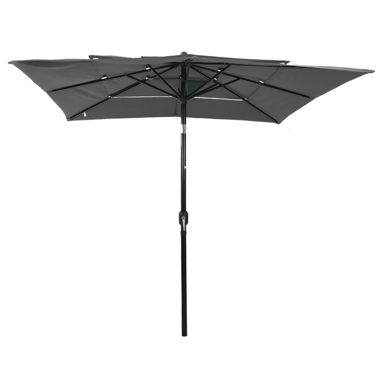 Vidaxl parasol 3 couches avec poteau en aluminium 2,5x2,5 m de couleur anthracite