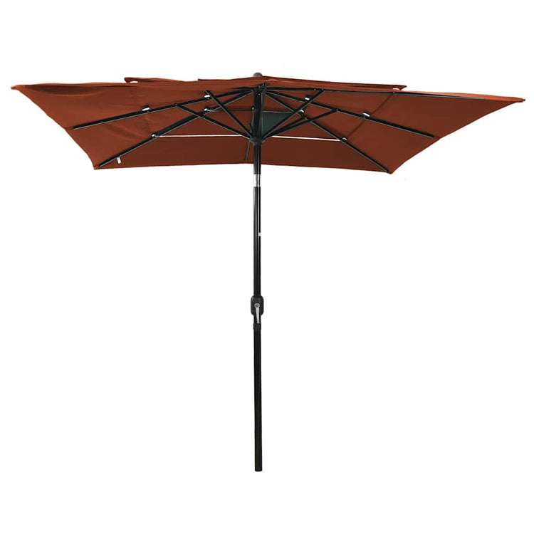 Vidaxl parasol 3 couches avec poteau en aluminium 2,5x2,5 m en terre cuite brillante