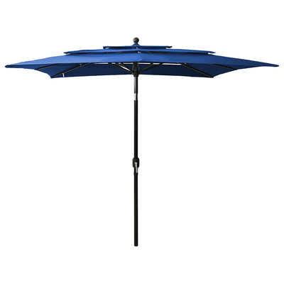 Vidaxl parasol 3 couches avec poteau en aluminium 2,5x2,5 m azur bleu