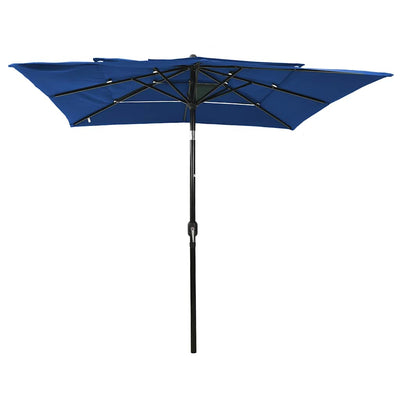 Vidaxl parasol 3 couches avec poteau en aluminium 2,5x2,5 m azur bleu