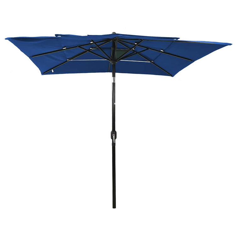 Vidaxl parasol 3 couches avec poteau en aluminium 2,5x2,5 m azur bleu