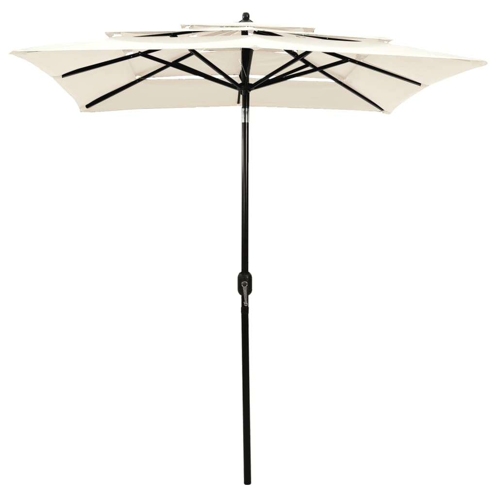 Vidaxl parasol 3 couches avec poteau en aluminium 2x2 m de sable