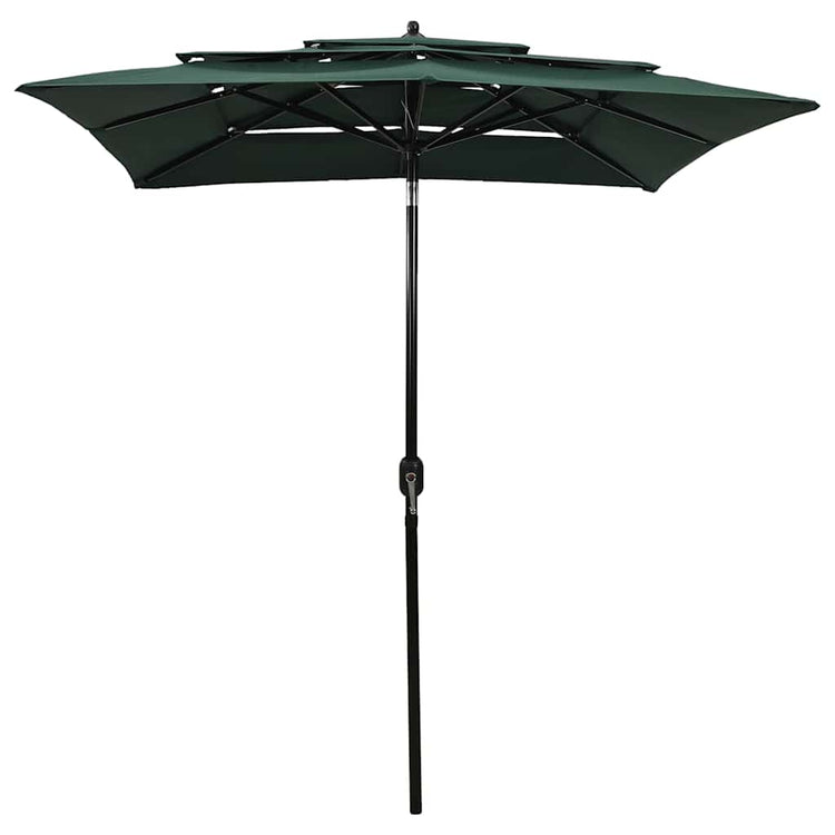 Vidaxl parasol 3 couches avec poteau en aluminium 2x2 m vert