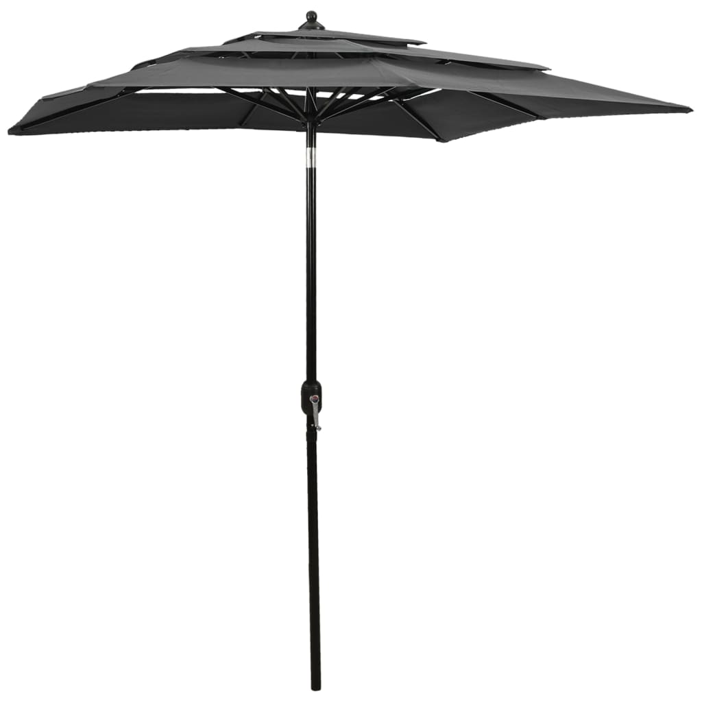 Vidaxl parasol 3 couches avec poteau en aluminium 2x2 m de couleur anthracite