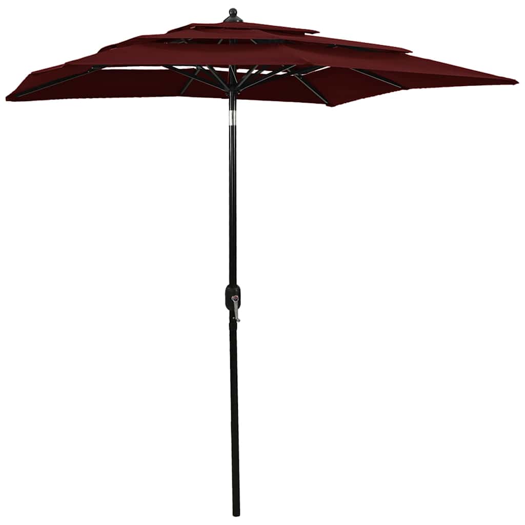 Vidaxl parasol 3 couches avec poteau en aluminium 2x2 m bordeaux rouge