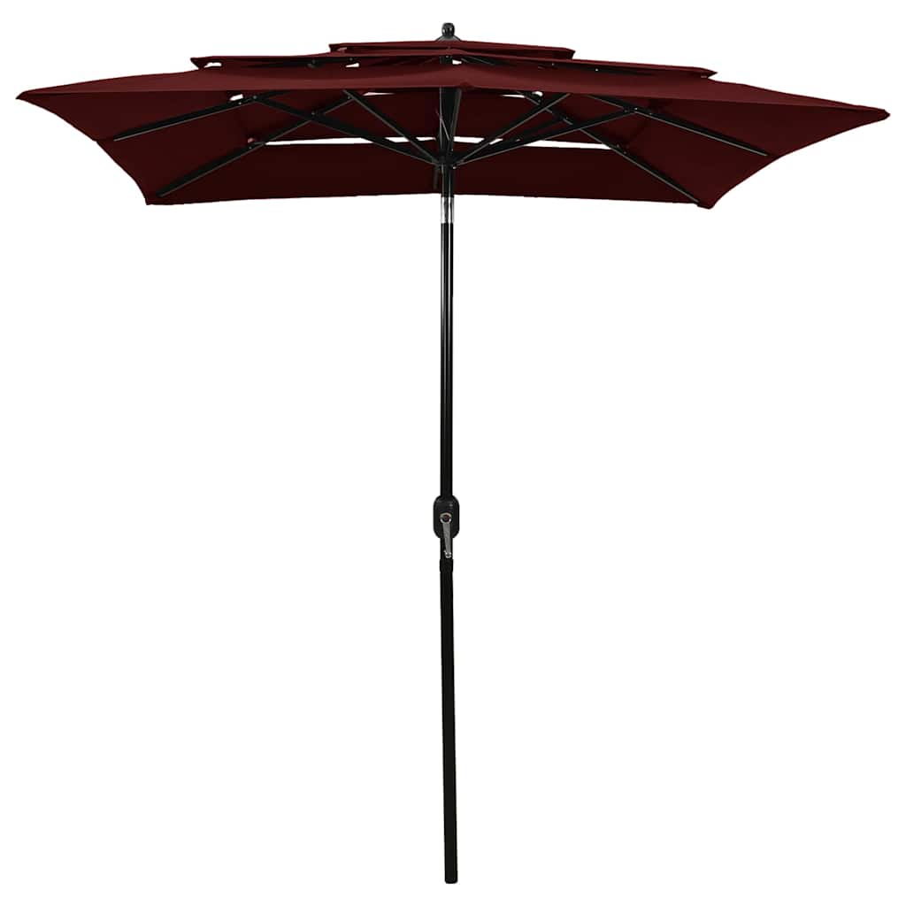 Vidaxl parasol 3 couches avec poteau en aluminium 2x2 m bordeaux rouge