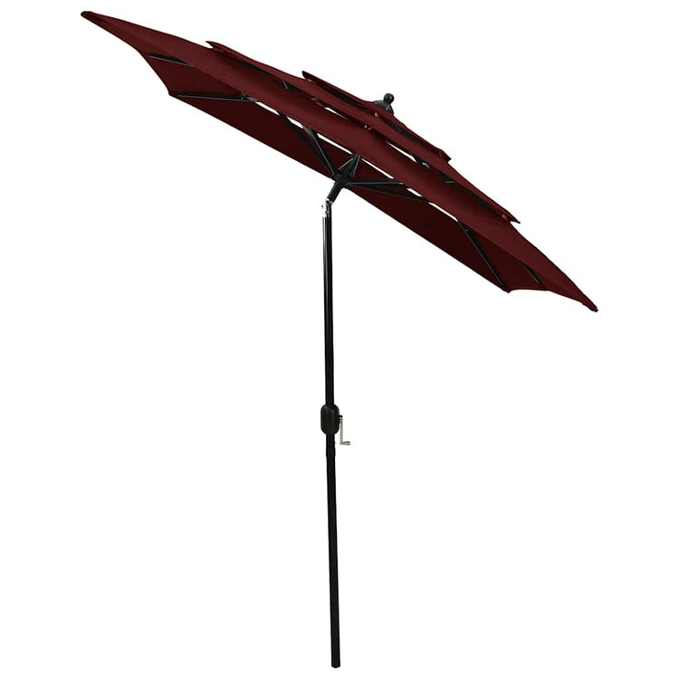 Vidaxl parasol 3 couches avec poteau en aluminium 2x2 m bordeaux rouge