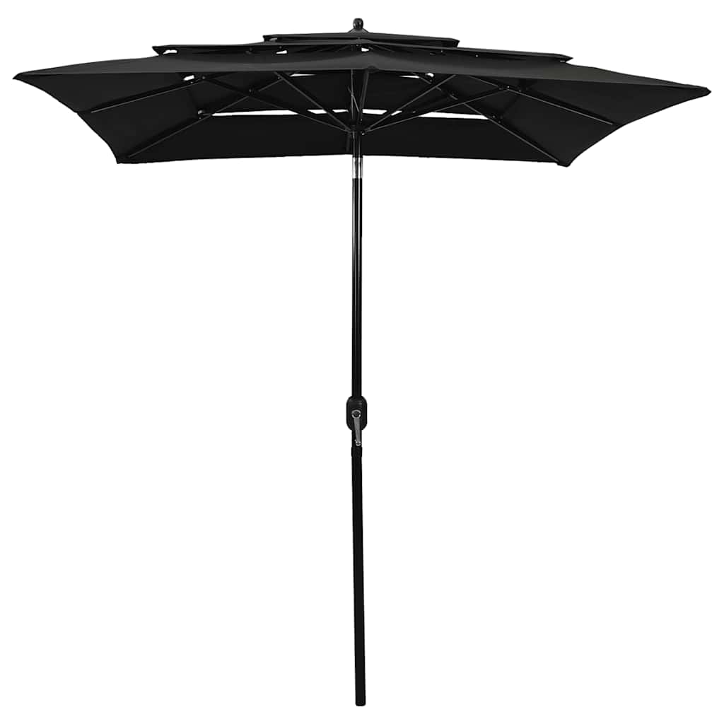 Vidaxl parasol 3 couches avec poteau en aluminium 2x2 m noir
