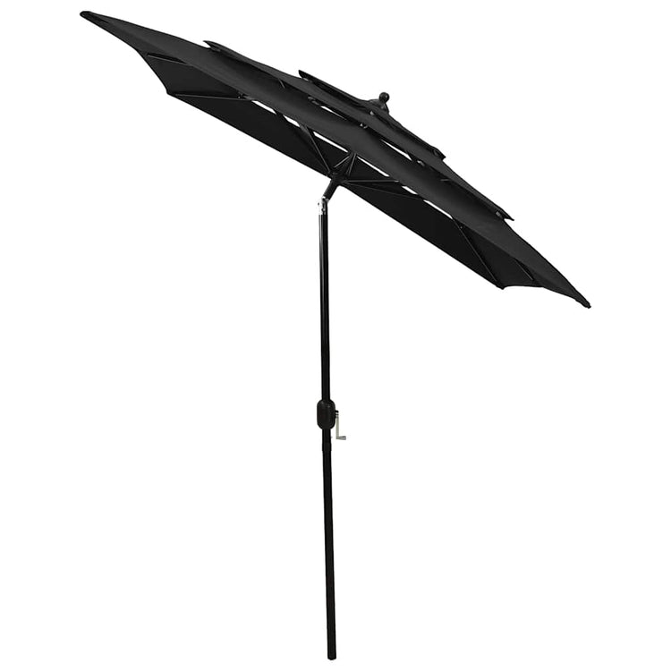 Vidaxl parasol 3 couches avec poteau en aluminium 2x2 m noir