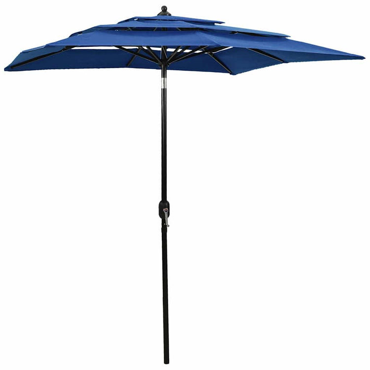 Vidaxl parasol 3 couches avec poteau en aluminium 2x2 m azure bleu