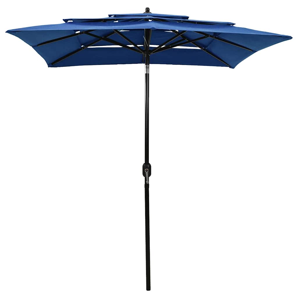 Vidaxl parasol 3 couches avec poteau en aluminium 2x2 m azure bleu