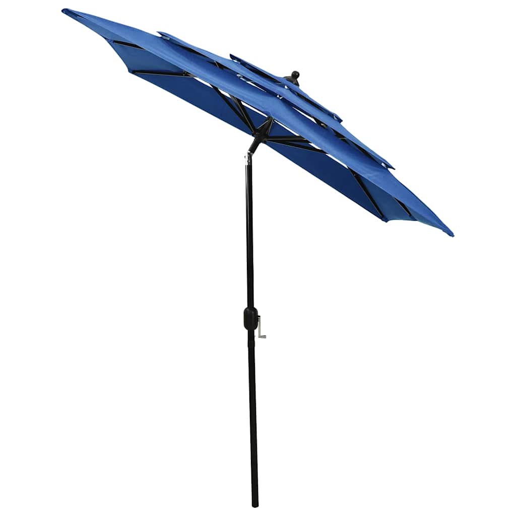 Vidaxl parasol 3 couches avec poteau en aluminium 2x2 m azure bleu