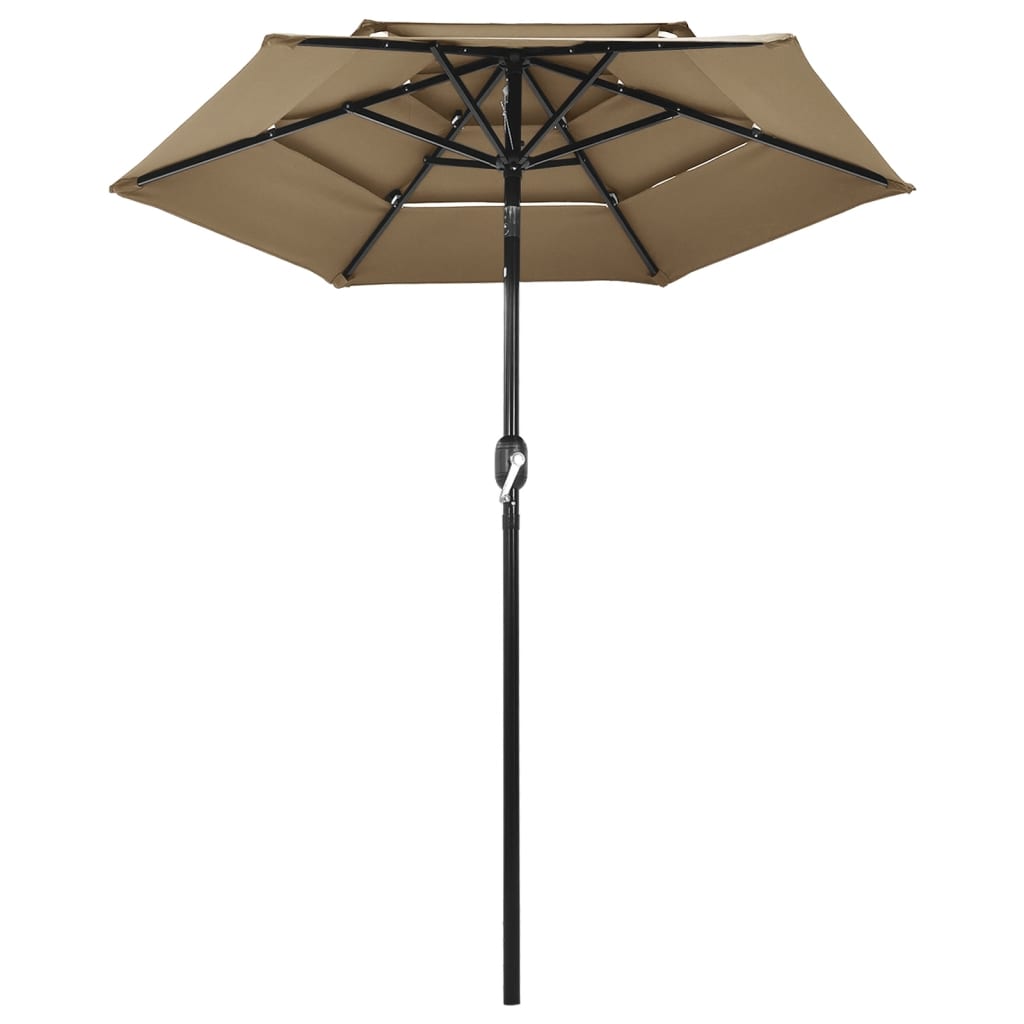 Vidaxl parasol 3 couches avec poteau en aluminium 2 m taupe