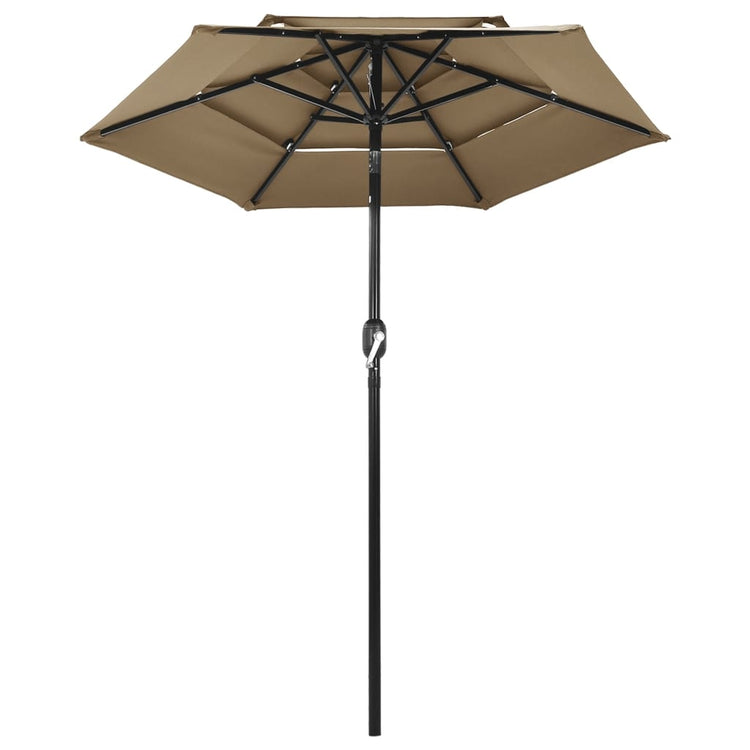 Vidaxl parasol 3 couches avec poteau en aluminium 2 m taupe