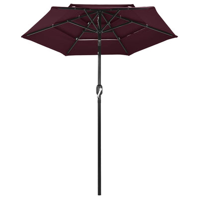 Vidaxl parasol 3 couches avec poteau en aluminium 2 m bordeaux rouge