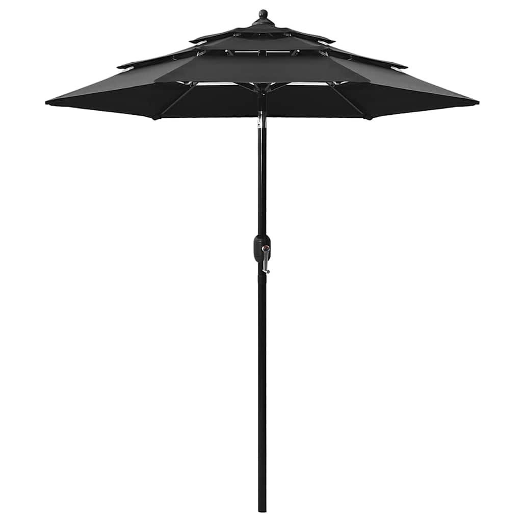 Vidaxl parasol 3 couches avec poteau en aluminium 2 m noir