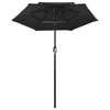Vidaxl parasol 3 couches avec poteau en aluminium 2 m noir
