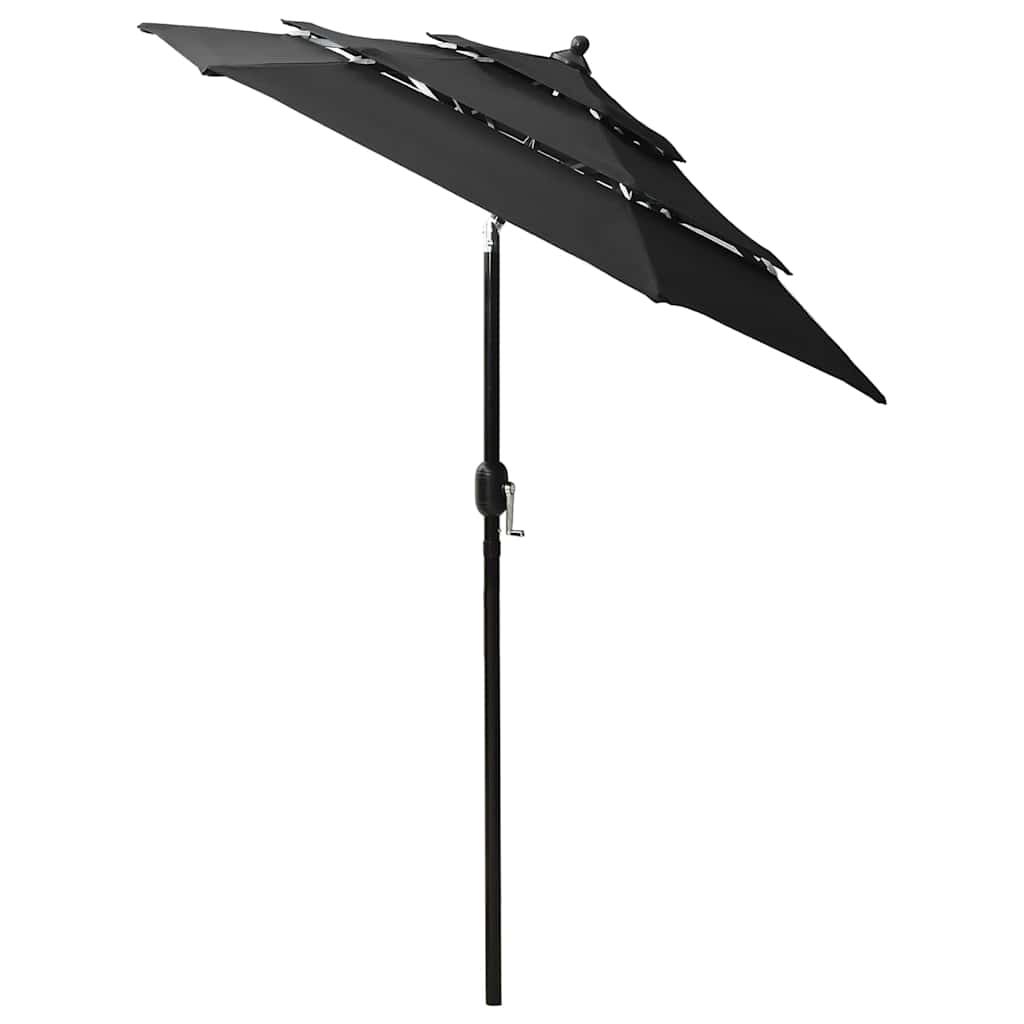 Vidaxl parasol 3 couches avec poteau en aluminium 2 m noir