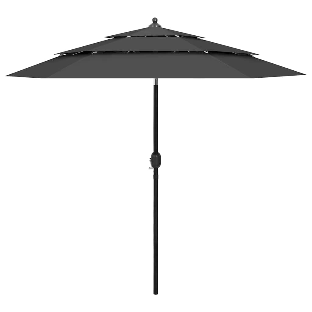 Vidaxl parasol 3 couches avec poteau en aluminium 2,5 m de couleur anthracite