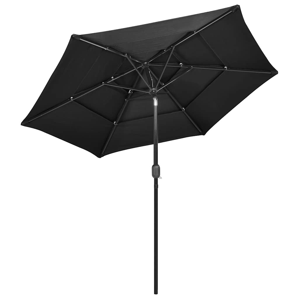 Vidaxl parasol 3 couches avec poteau en aluminium 2,5 m de couleur anthracite