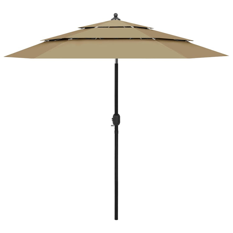 Vidaxl parasol 3 couches avec poteau en aluminium 2,5 m taupe