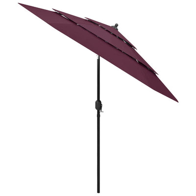 Vidaxl parasol 3 couches avec poteau en aluminium 2,5 m rouge bordeaux