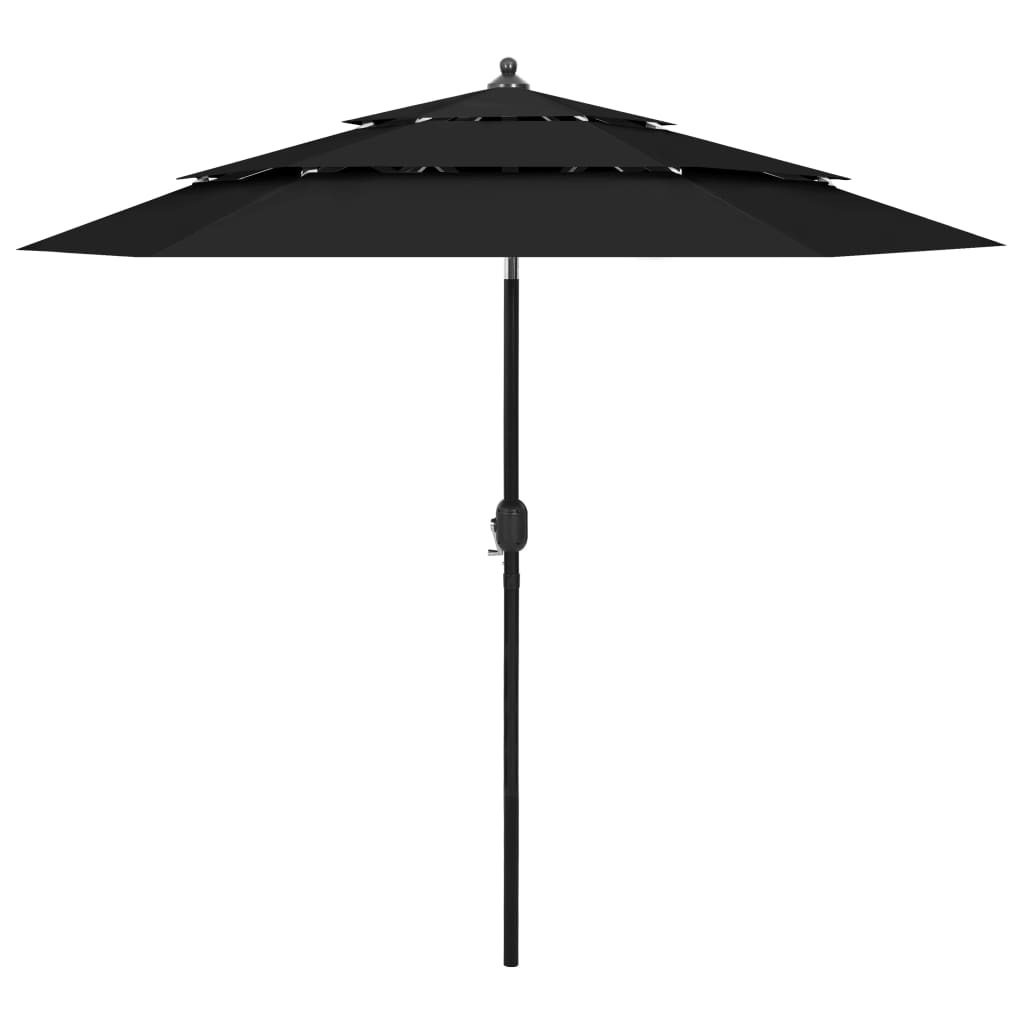 Vidaxl parasol 3 couches avec poteau en aluminium 2,5 m noir