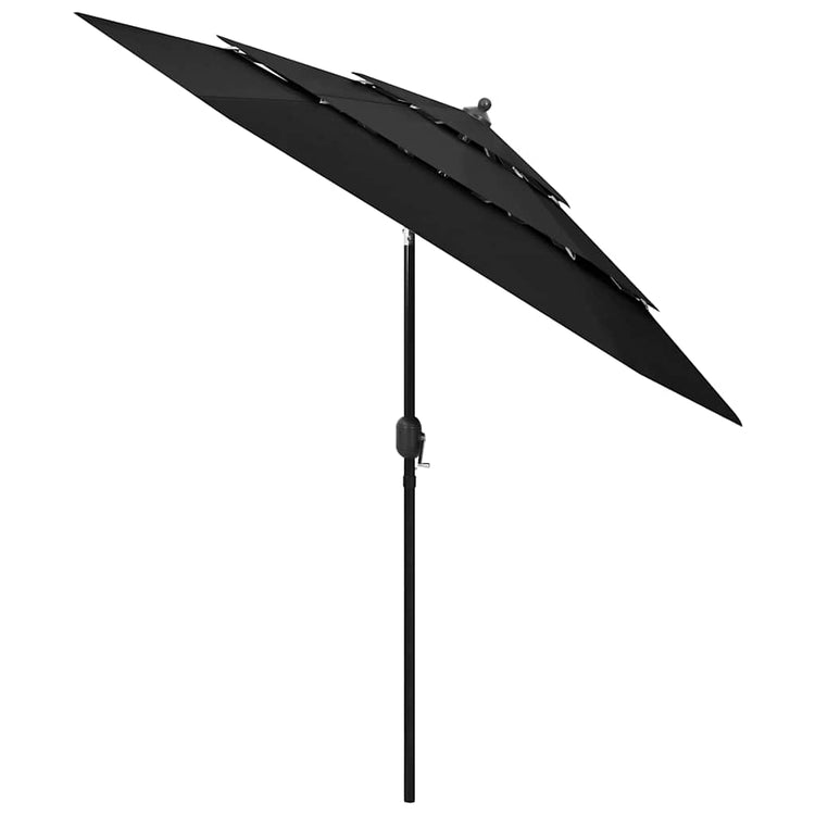 Vidaxl parasol 3 couches avec poteau en aluminium 2,5 m noir