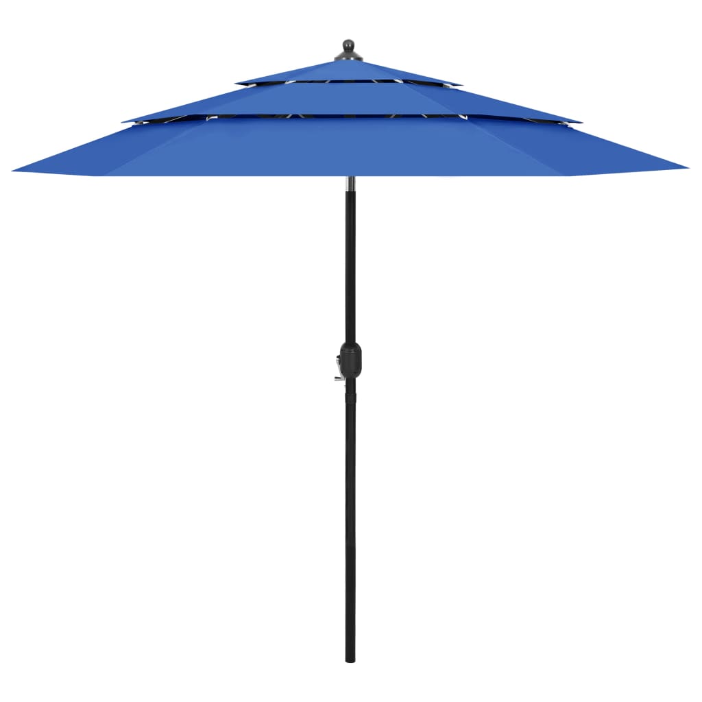 Vidaxl parasol 3 couches avec poteau en aluminium 2,5 m azure bleu