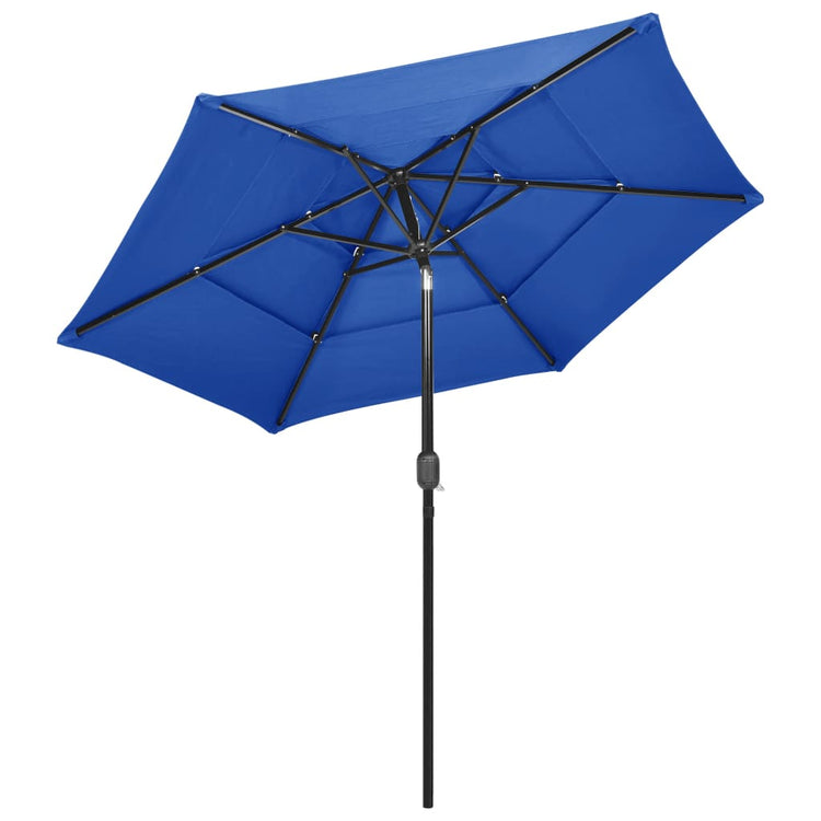 Vidaxl parasol 3 couches avec poteau en aluminium 2,5 m azure bleu