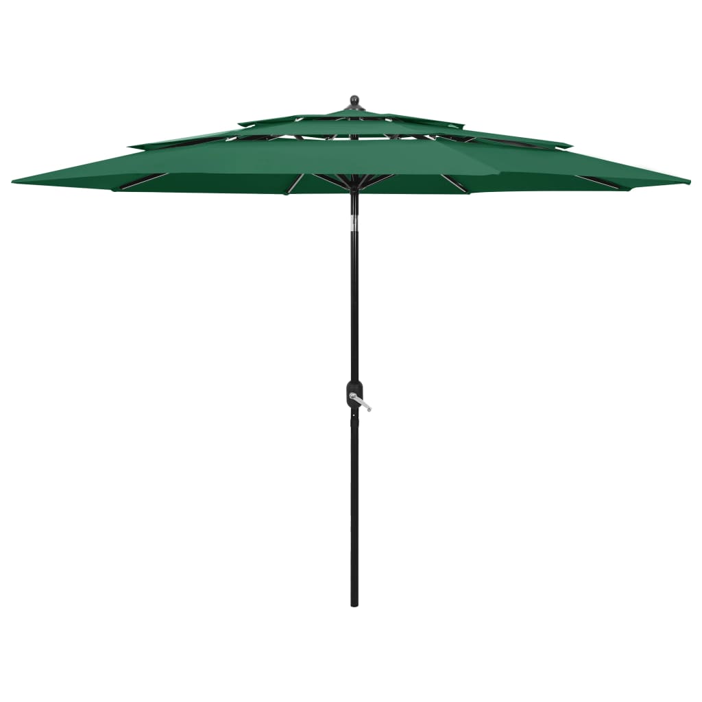 Vidaxl parasol 3 couches avec poteau en aluminium 3 m vert