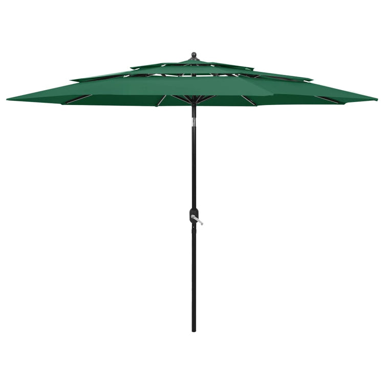 Vidaxl parasol 3 couches avec poteau en aluminium 3 m vert