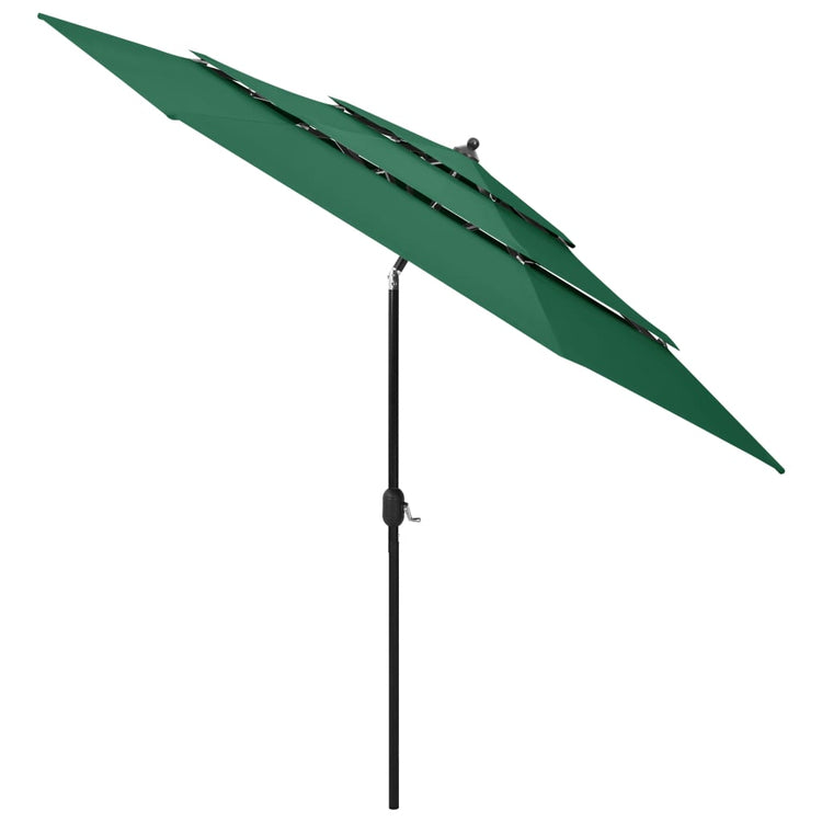 Vidaxl parasol 3 couches avec poteau en aluminium 3 m vert